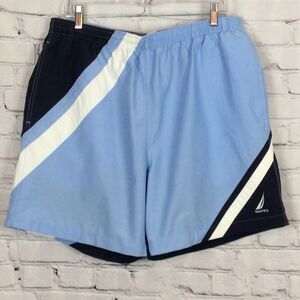Nautica Men’s Swim Trunks Size L Multicolor Mesh Lined Logo Drawstring Beachwear